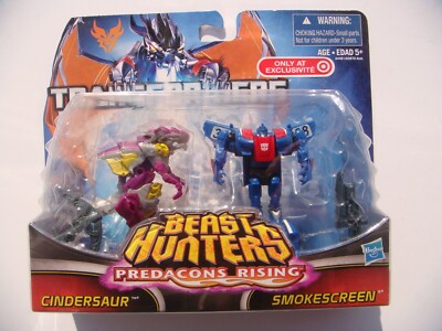 2013 TARGET EXCLUSIVE MOSC TRANSFORMERS BEAST HUNTERS CINDERSAUR & SMOKESCREEN