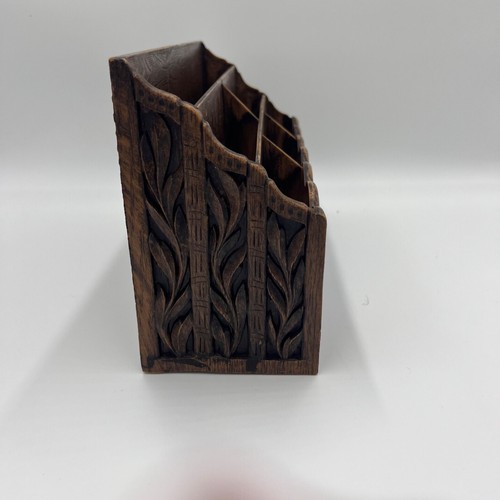 Vtg 1960’s David Lerner Faux Wood MCM Desk Caddy Box Organizer Polynesian Lette - Picture 3 of 5