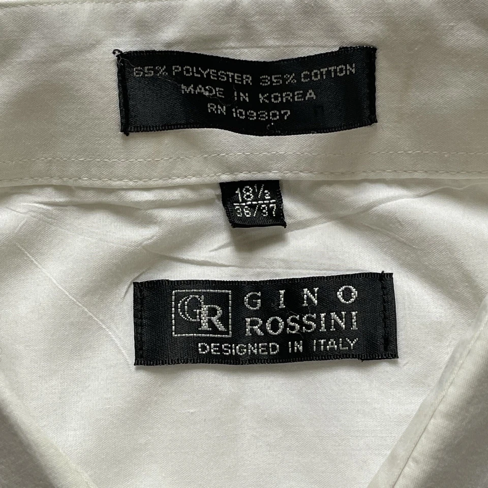 Camisa de Vestir De Colección Gino Rossini 18.5 36/37 Italia 2XL Grande Alta Marfil Ligera Foto 2 de 4