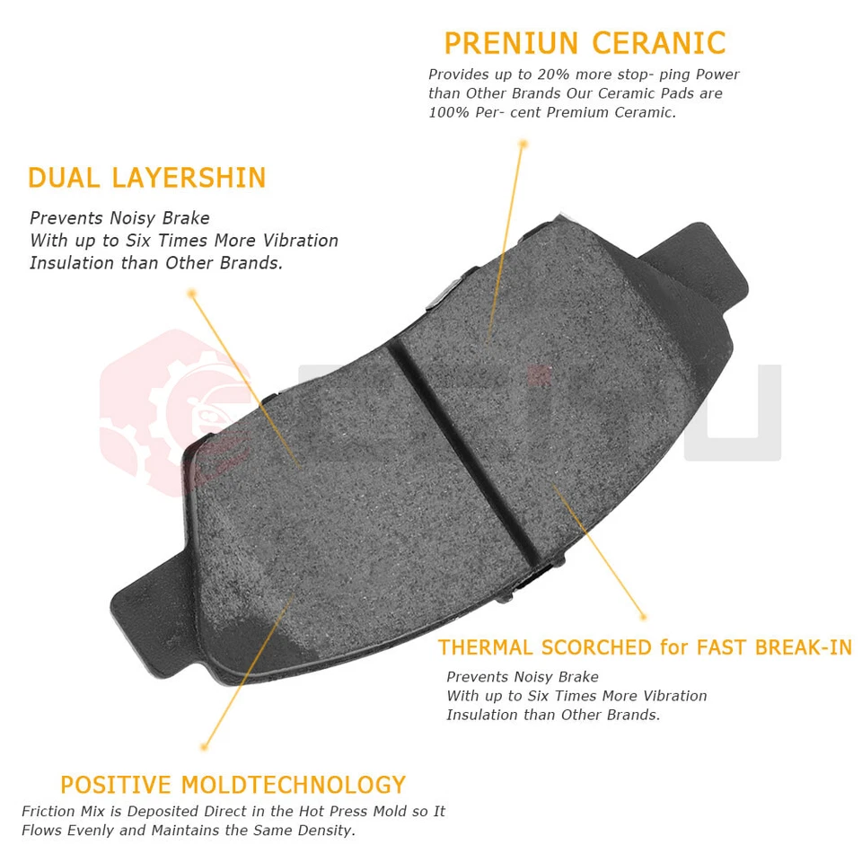 For Dodge Dart 2013-2016 Front+Rear Drilled Slotted Brake Rotors & Ceramic Pads - Image 4 of 4