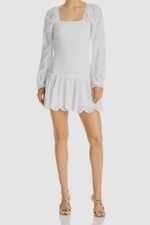 $485 LoveShackFancy Women's White Squared-Neck Jayce Mini Dress Size S