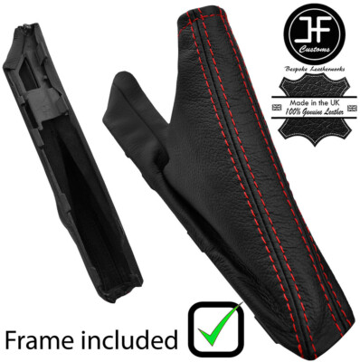 RED STITCH LEATHER HANDBRAKE + PLASTIC FRAME FITS SUBARU OUTBACK 2007-2009