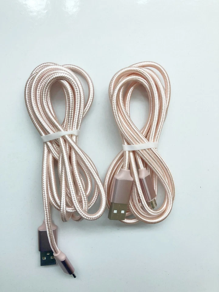 PACK 2 6 pies V9 MICRO trenzado resistente USB sincronización de datos cable cargador Foto 3 de 4