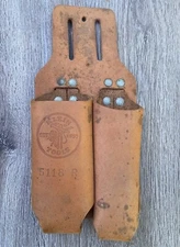 Klein Tools 5118 R Leather Belt Pliers Screwdriver Holder Holster Vintage Brown