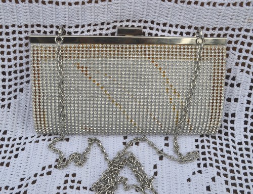 Charming Charlies Silver Yellow Striped Rhinestone Evening Clutch ...