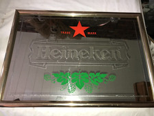 RARE Vintage HEINEKEN Beeco Mfg. MIRROR Foil BEER Bar SIGN Gold FRAMED 27½"x19½"
