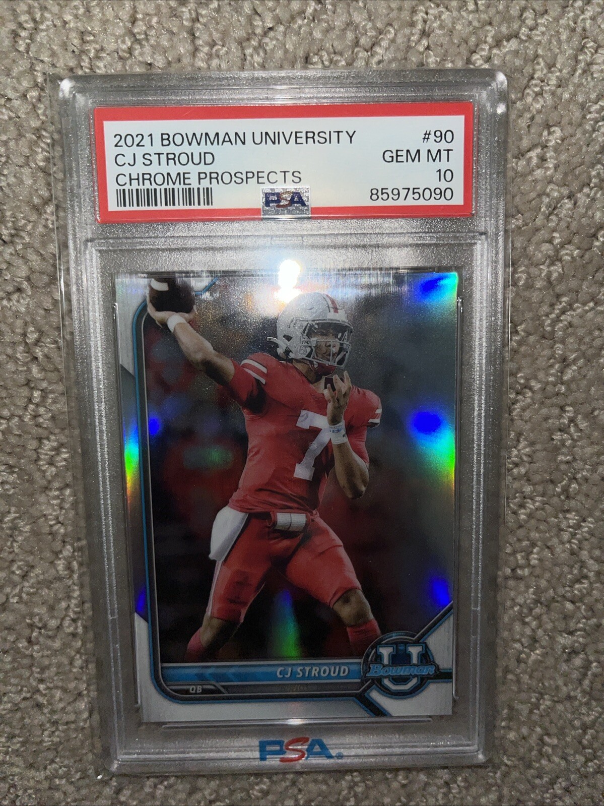 CJ STROUD 2021-22 Bowman University Football CHROME Prospects #90 PSA 10