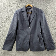 Vinatge Cue Womens Blazer Jacket Size 12 Grey Long Sleeve Collared