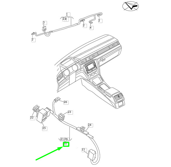 Faisceau de câbles de console centrale Volkswagen Passat B8 3G 3G0971641B