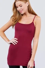 Brand New! Women Active Basic Long Adjustable Cami Tank Burgundy Size XL