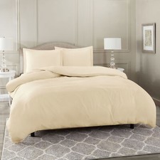 Duvet Cover Set Soft Brushed Comforter Cover W/Pillow Sham, Cream - Queen