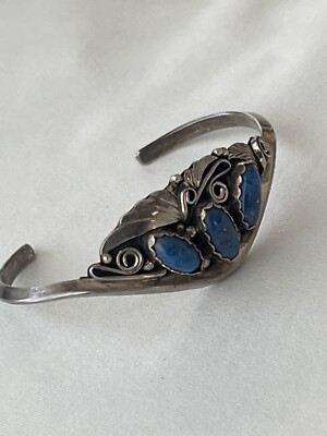Vintage Justin Morris Navajo Sterling 925 Turquoise Cuff bracelet  #A1E08