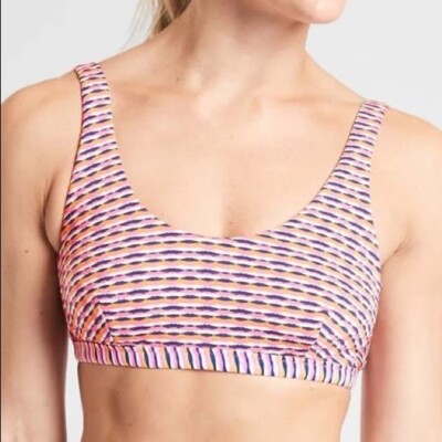 Athleta Women's Swimwear Swimsuit Pink Marbella Scoop Neck Bikini Top Sz XS 