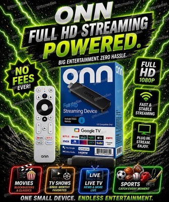 Onn HD Streaming Device Fully Programmed Live Sports TV Super Box Alternative