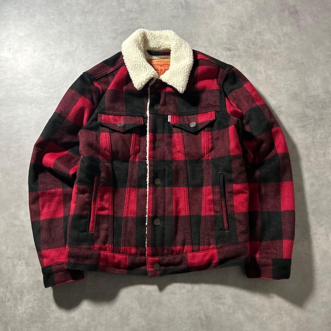 Levi's current model check snap button denim jack… - image 1