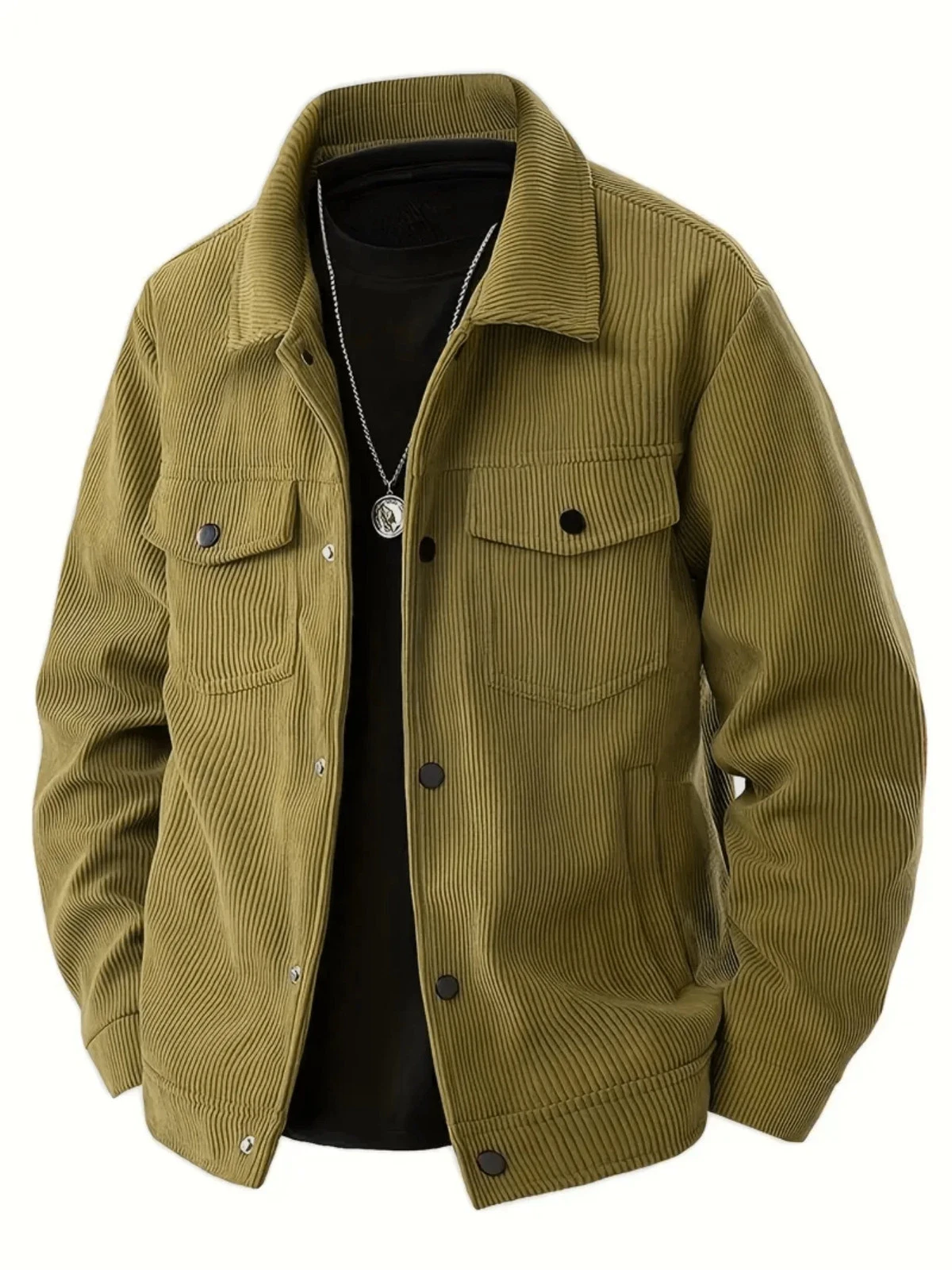 La nueva chaqueta de pana para hombre de otoño de 2025 con solapa, una prenda ja image 1