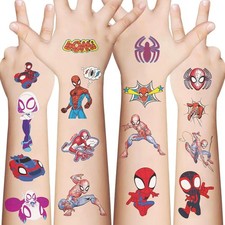 10 Sheets Spiderman Temporary Tattoos for Kids, Cool Birthday Party Spider