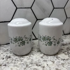 Jay Imports Corelle Salt & Pepper Shakers Corning Ware Callaway Ivy, Excellent