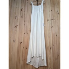 NWT Lulus Loving Fate White Bow Square Neck Backless Maxi Dress Wedding Bride M