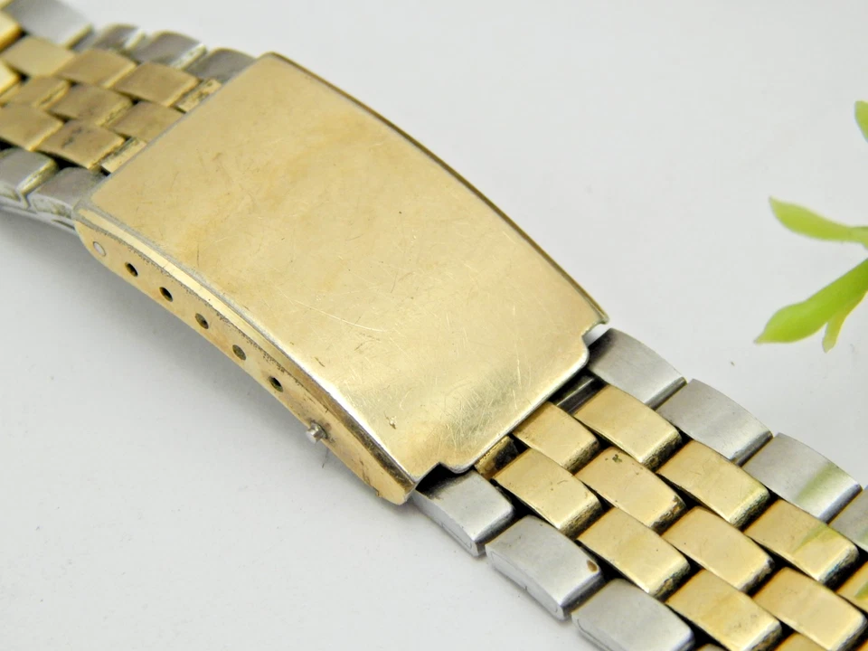 Antiguo reloj pulsera vintage usado Baldwin 2 tonos oro relleno 19 mm 3/4" Foto 3 de 4