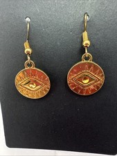 1" evil eye brass colored pierced earrings