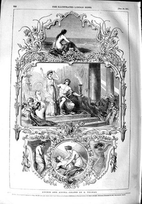Original alter antiker Druck 1851 Zeichnung Thomas Adonis Adona Romantik viktorianisch