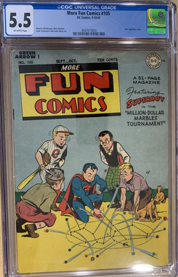 MORE FUN COMICS #105     1st SUPERBOY Solo Cover!  GREEN ARROW!  CGC FINE- (5.5)