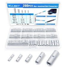 Non Insulated Butt Connectors 22-6 AWG, 200PCS Uninsulated Wiring Crimps