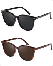 2 Packs Sunglasses for Women Polarized UV400 Protection Lens Big Frame Fashio...