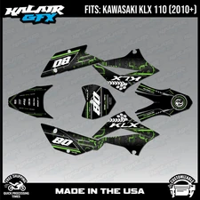 Graphics Kit for Kawasaki KLX110 KLX110R/RL (2010-2024) Rift Series - Green