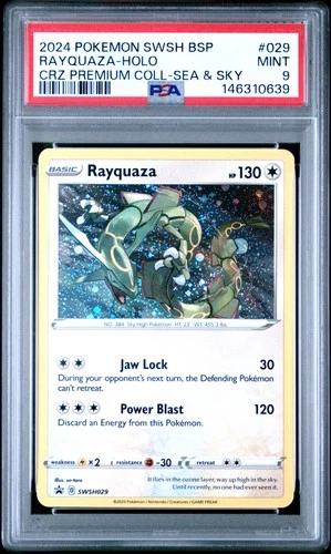 2024 POKEMON SWSHPROMO CROWN ZENITH PREMIUM COLLECTION #029 RAYQUAZA-HOLO PSA 9