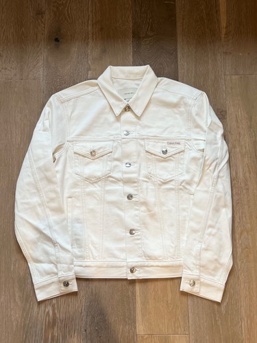 Calvin Klein Mens White Trucker Jacket, Size M, New with tags.