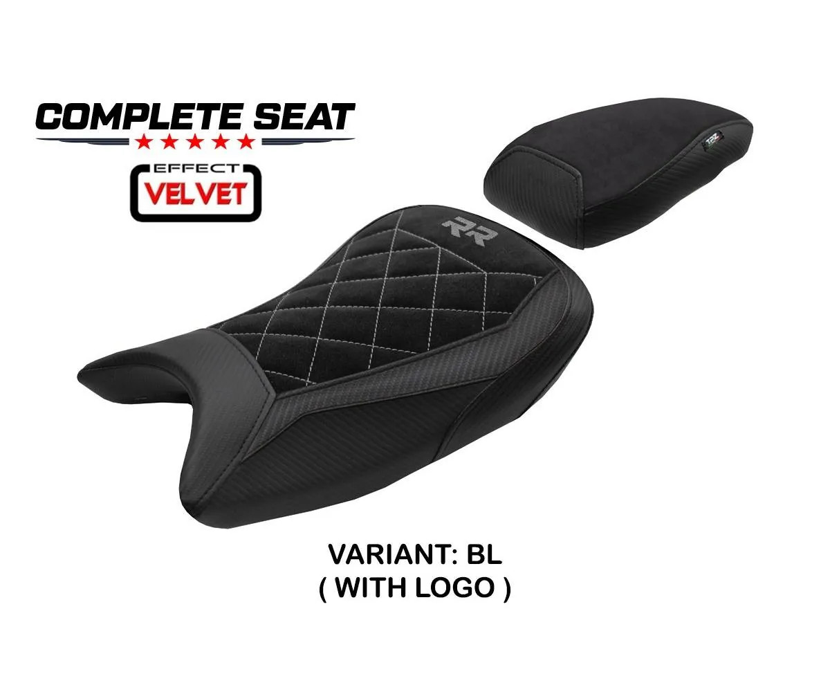 Complete seat Varel Velvet Black + logo full Tpz comp BMW S 1000RR 2019 2026