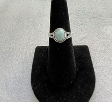 Vintage 925 Sterling Bezel Set Oval LARIMAR Size 7 Ring