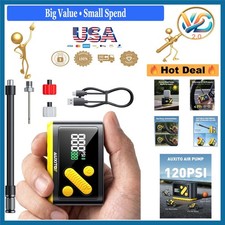 Mini Electric Bike Pump 120 PSI Fast Inflate Auto Stop Portable USB-C Recharg...