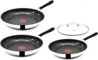 Tefal E30 Jamie Oliver Edelstahl Pfannenset 28/24/20 Cm Pfanne Mit Gladeckel