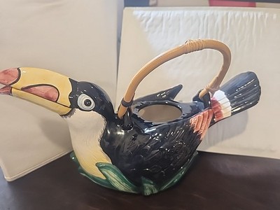 1991 Fitz&Floyd Vintage Toucan Teapot Pitcher 28 oz Collectible Ceramic RARE 979