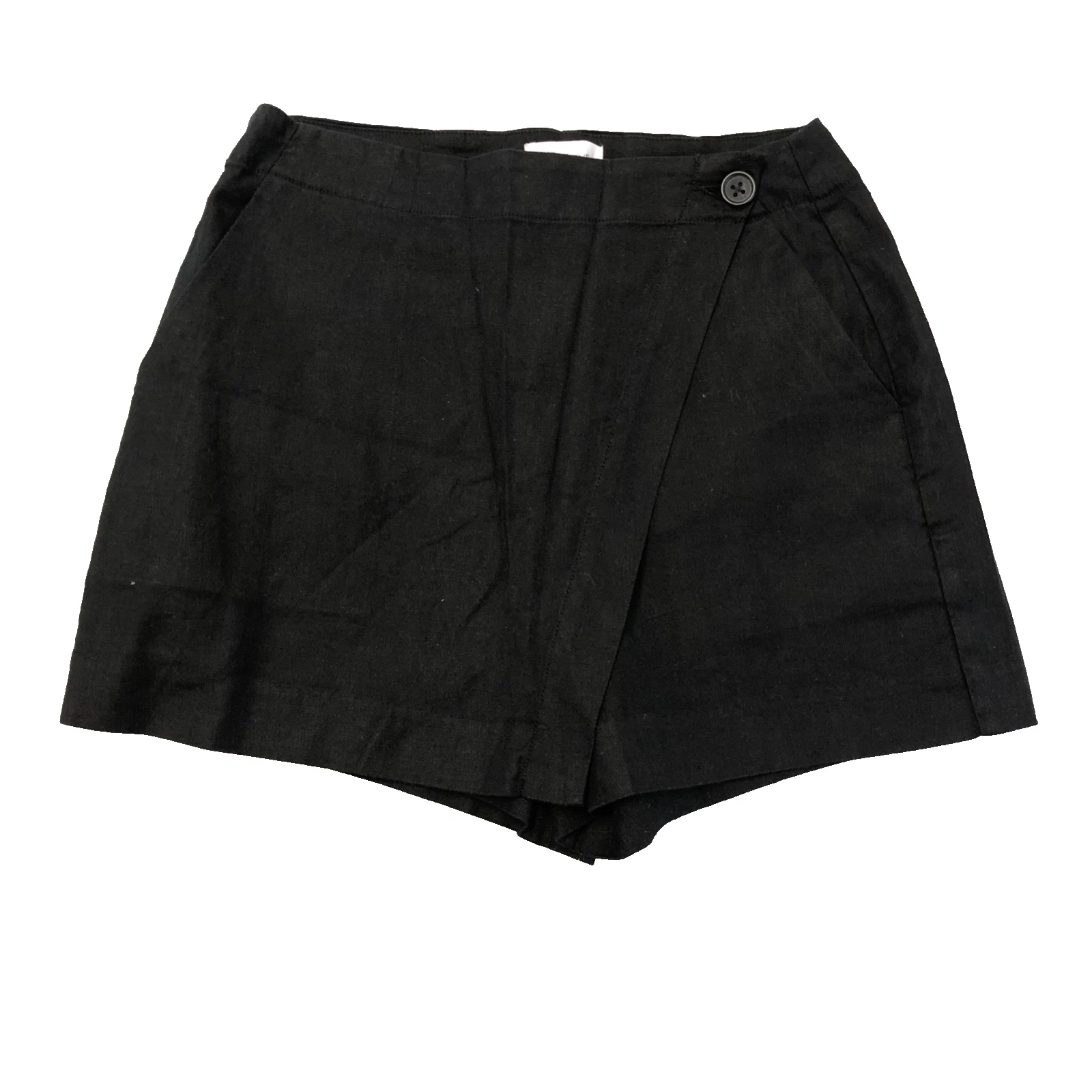 Evereve Linen Skort Shorts Womens 27 4 Black High Rise Classic Summer Minimalist