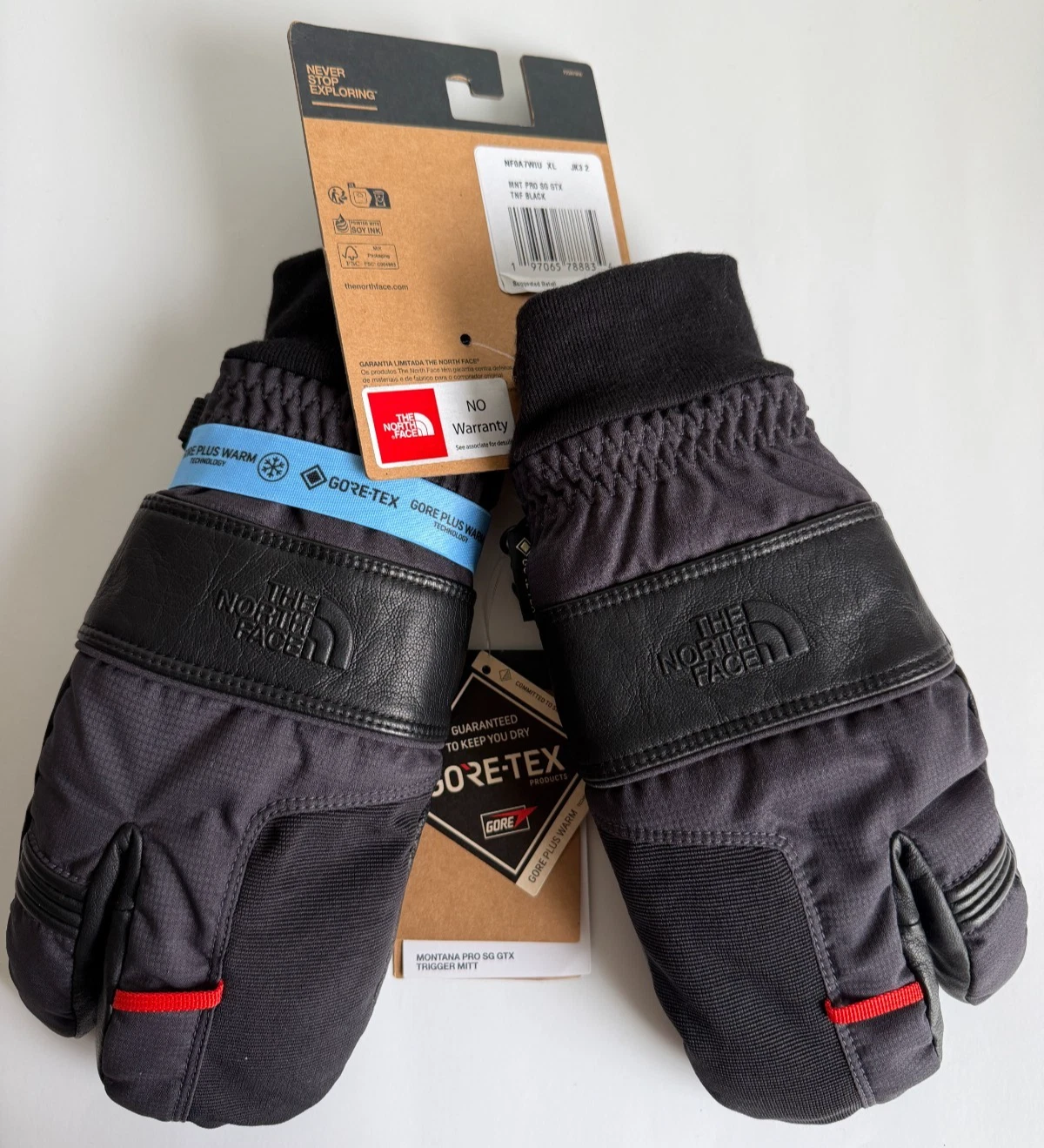 The North Face Montana Pro GTX Mitts Gore-Tex Winter Ski Gloves Black Sz XL NWT