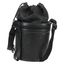 BOTTEGA VENETA Bucket Shoulder Bag Punching leather Black Auth BA6816M