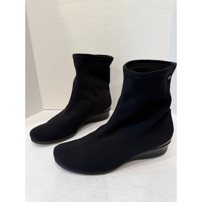 ECCO Black Felicia GTX Waterproof Gore-Tek PullOn Wedge Stretch Ankle Boots READ