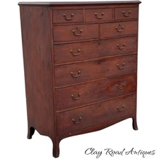 antique walnut hepplewhite tall chest of drawers dresser 1810 handmade quality
