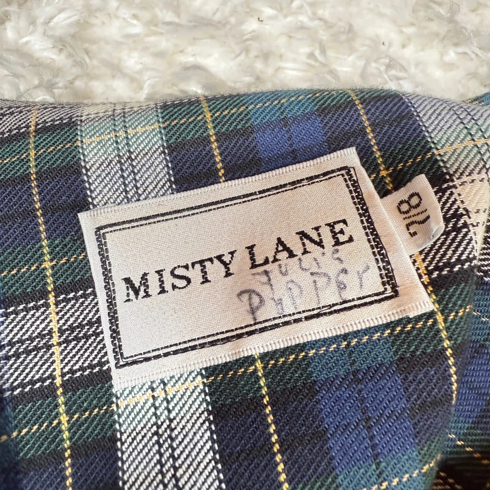 Vestido Vintage Misty Lane Cuadros 7/8 Botón Dorado Navidad Vacaciones Años 80 Etiqueta Unión Foto 3 de 4