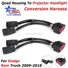 2x Quad Housing To Projector Headlight Conversion Harnesses For 09-18 Dodge Ram