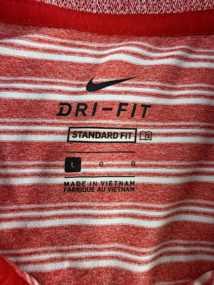 Camisa polo de golf Nike de ajuste estándar Dri Fit a rayas para hombre talla grande roja Foto 2 de 4