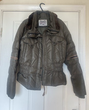 Vintage Firetrap metallic olive green puffer jacket – Size L