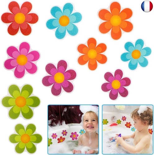 Lot De 10 Autocollants Antidérapants Pour Baignoire - Stickers Colorés Fleuris Pour Salle De Bain, Sécurité Enfants & Famille