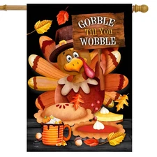 Briarwood Lane Gobble Wobble Turkey House Flag