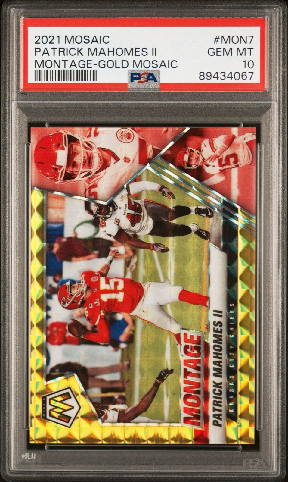 2021 PANINI MOSAIC MONTAGE Gold Mosaic 9/10 #MON7 PATRICK MAHOMES II PSA 10