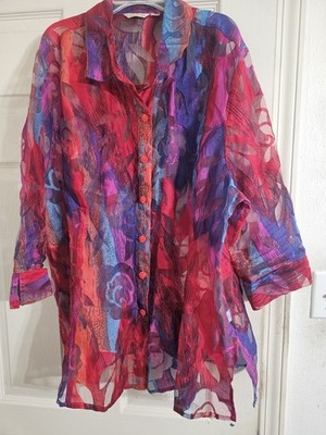 Erin London Long Blouse Size 2X Blouse Is Shear 